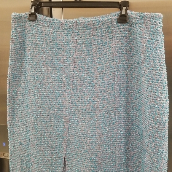 💕ST. JOHN💕 Cotton Blend Confetti Tweed Boucle Metallic Knit Midi Skirt Blue 14 - Picture 3 of 16